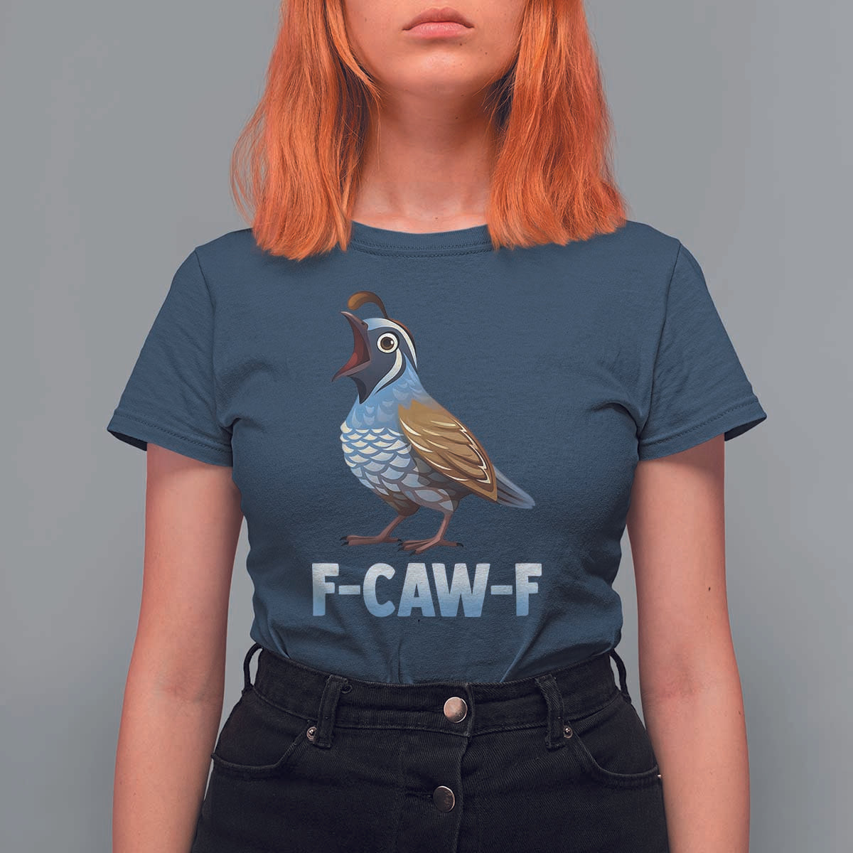 Funny F Caw F Quail T Shirt For Women Cartoon Quail Bird Poultry Humor - Wonder Print Shop