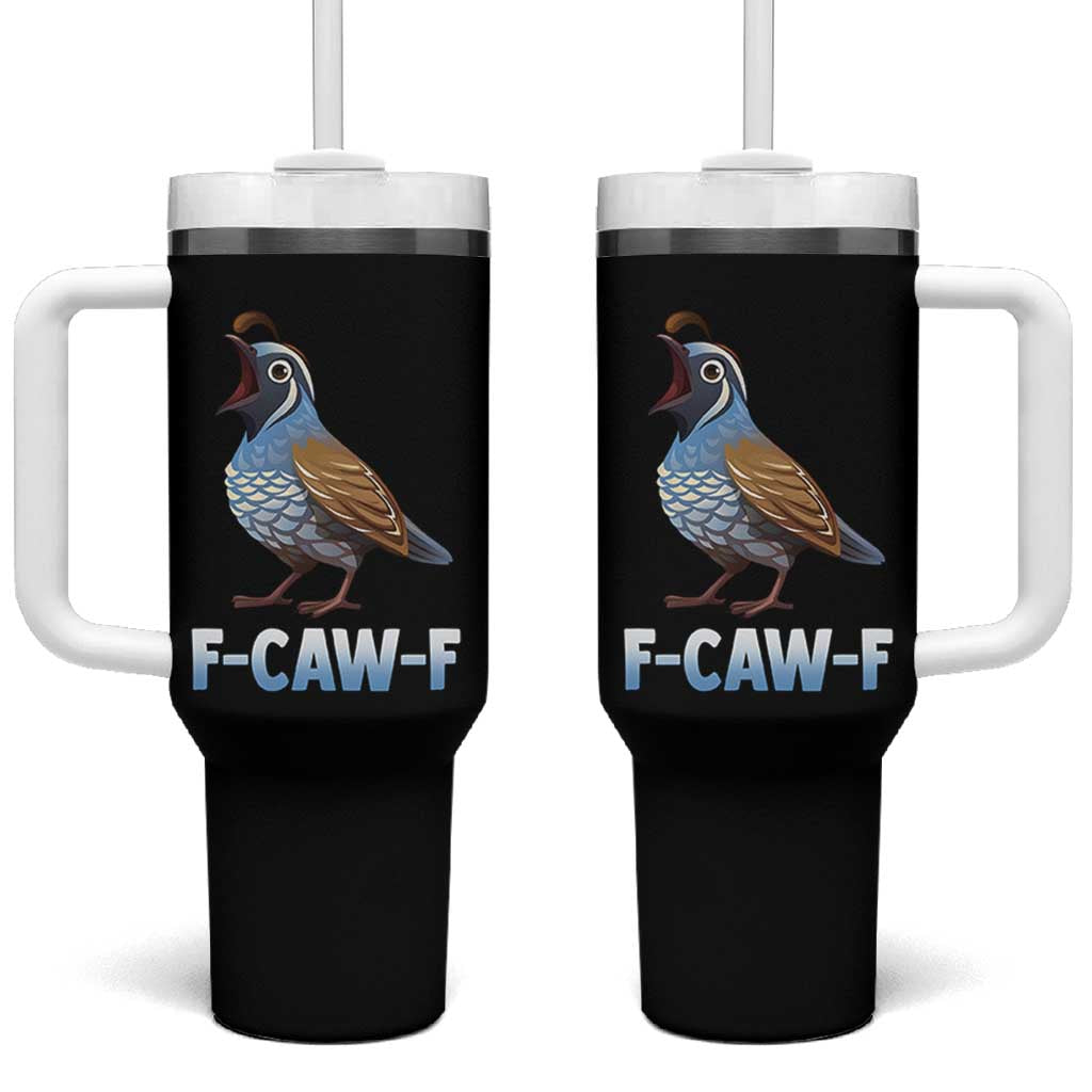 Funny F Caw F Quail Tumbler With Handle Cartoon Quail Bird Poultry Humor - Wonder Print Shop