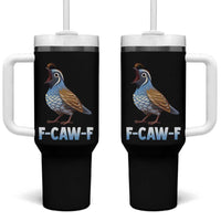 Funny F Caw F Quail Tumbler With Handle Cartoon Quail Bird Poultry Humor - Wonder Print Shop