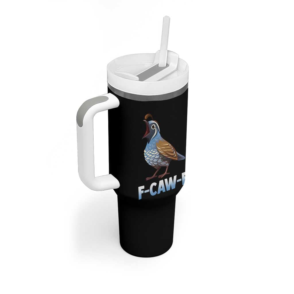 Funny F Caw F Quail Tumbler With Handle Cartoon Quail Bird Poultry Humor - Wonder Print Shop