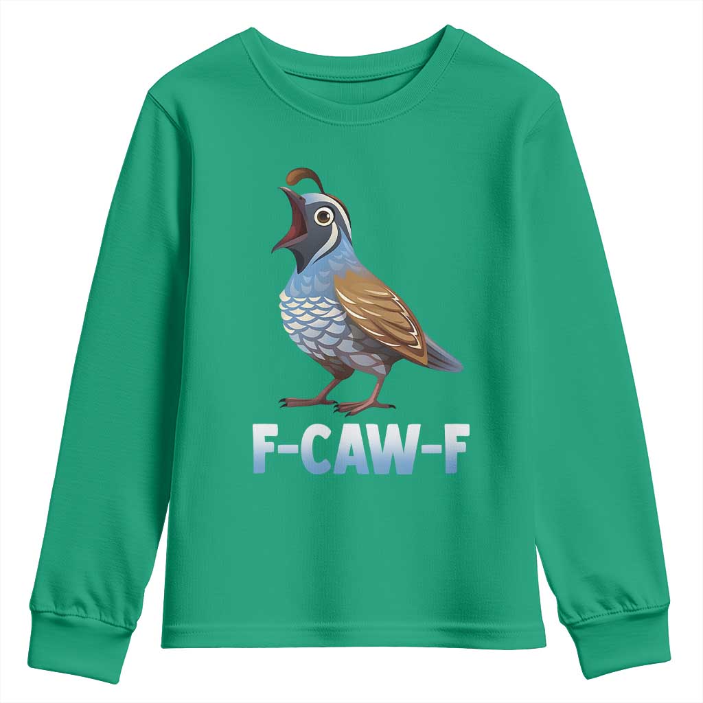 Funny F Caw F Quail Youth Sweatshirt Cartoon Quail Bird Poultry Humor - Wonder Print Shop