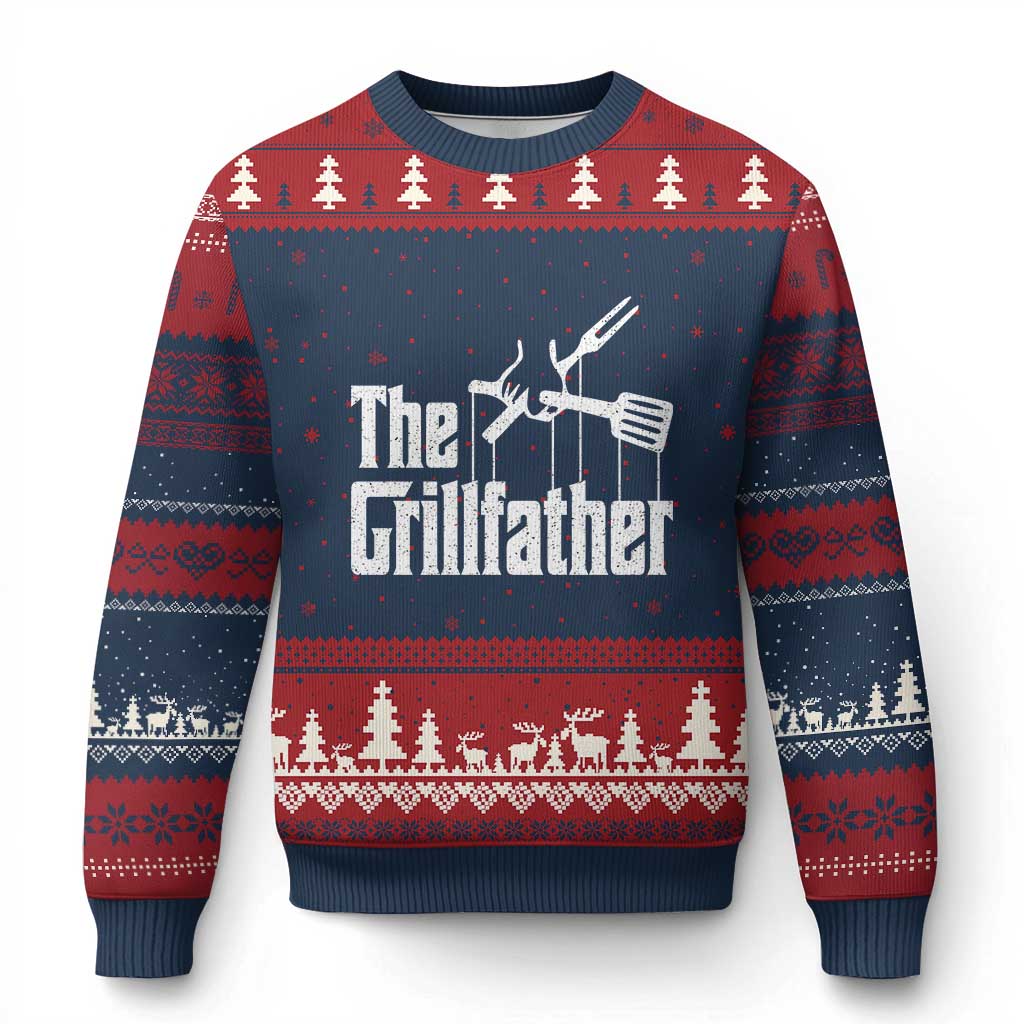 Funny BBQ Grilling Ugly Christmas Sweater The Grillfather Vintage Father's Day - Wonder Print Shop
