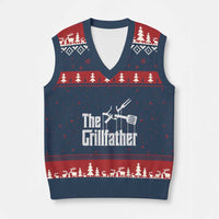 Funny BBQ Grilling V-Neck Knit Sweater Vest The Grillfather Vintage Father's Day - Wonder Print Shop