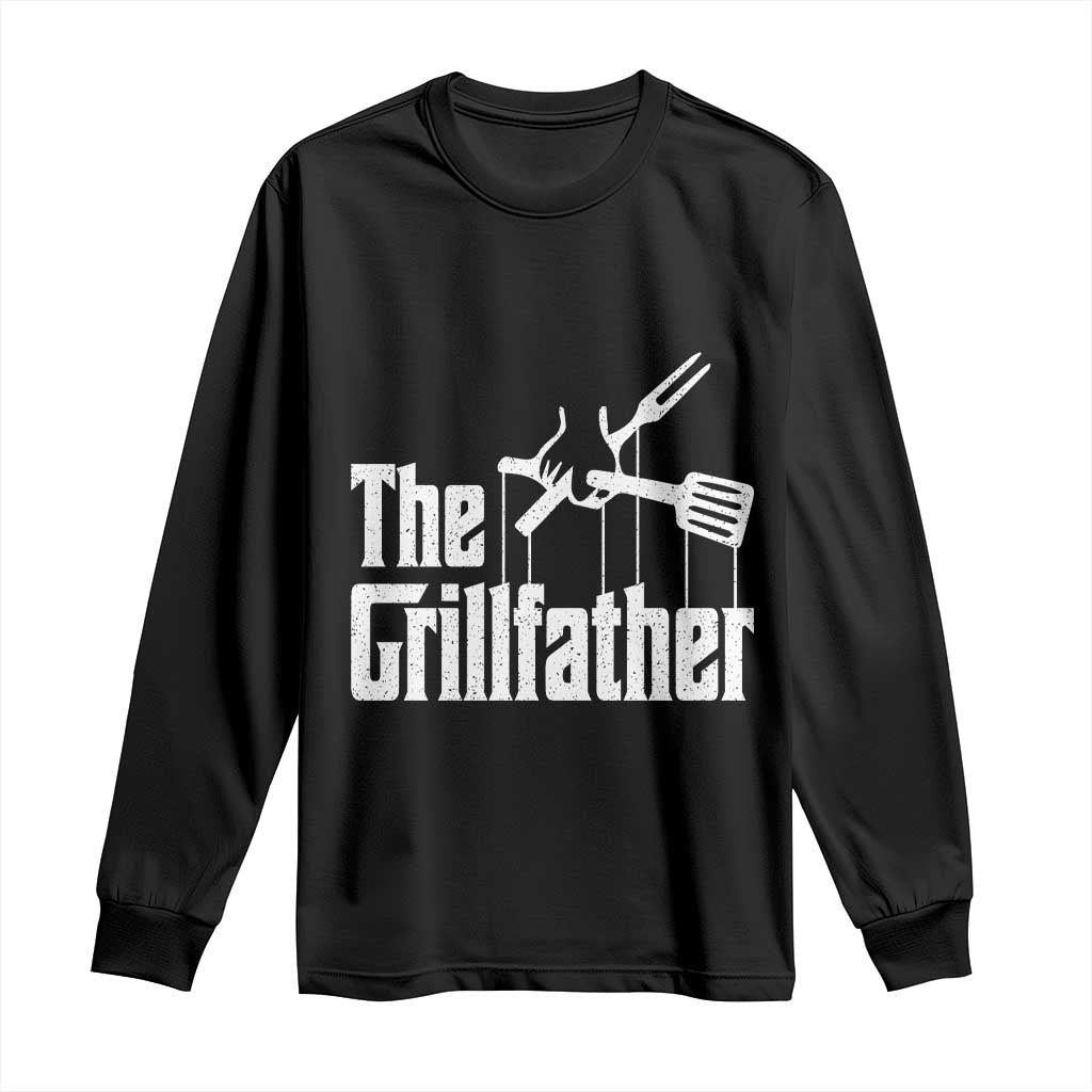 Funny BBQ Grilling Long Sleeve Shirt The Grillfather Vintage Father's Day