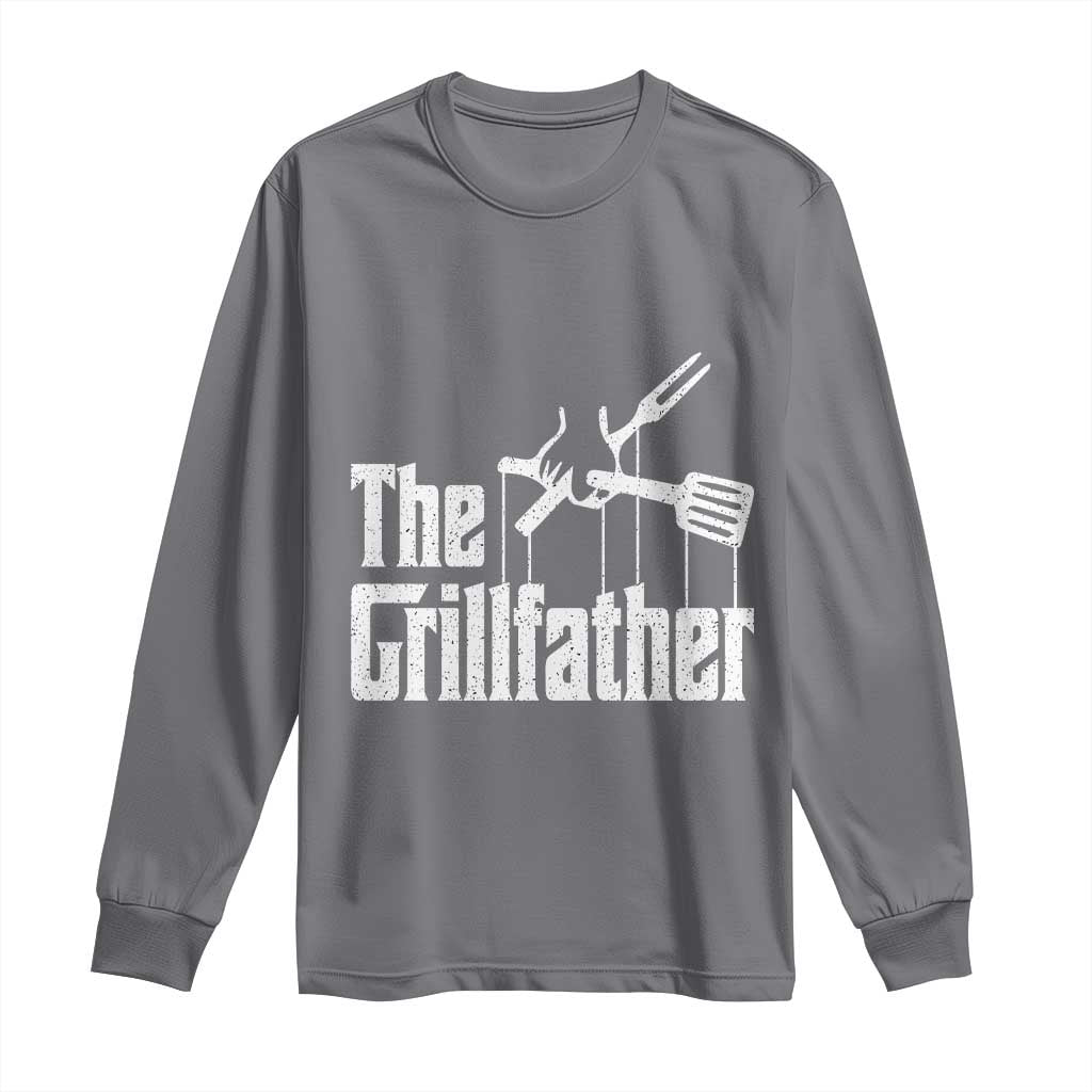 Funny BBQ Grilling Long Sleeve Shirt The Grillfather Vintage Father's Day