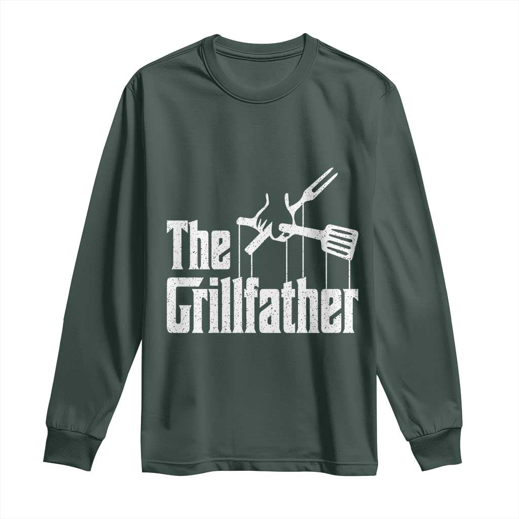 Funny BBQ Grilling Long Sleeve Shirt The Grillfather Vintage Father's Day