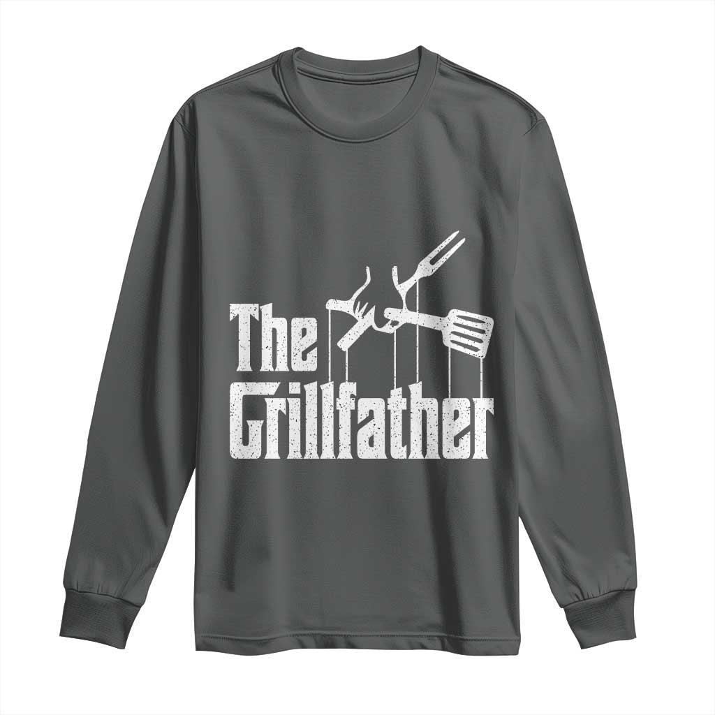 Funny BBQ Grilling Long Sleeve Shirt The Grillfather Vintage Father's Day