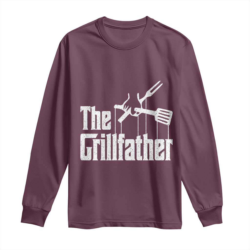 Funny BBQ Grilling Long Sleeve Shirt The Grillfather Vintage Father's Day
