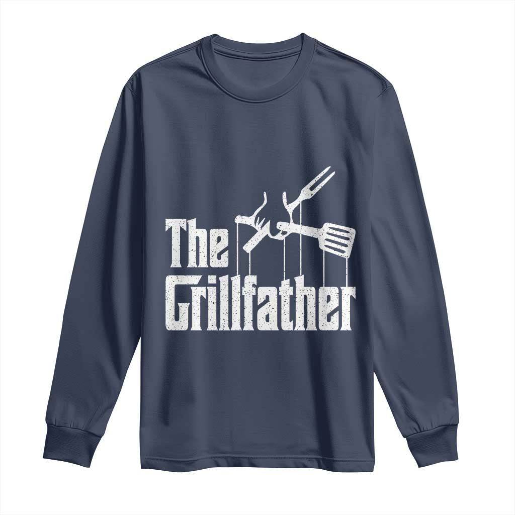 Funny BBQ Grilling Long Sleeve Shirt The Grillfather Vintage Father's Day