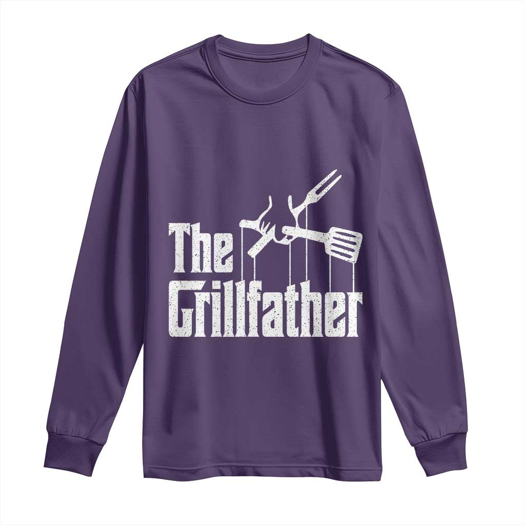 Funny BBQ Grilling Long Sleeve Shirt The Grillfather Vintage Father's Day