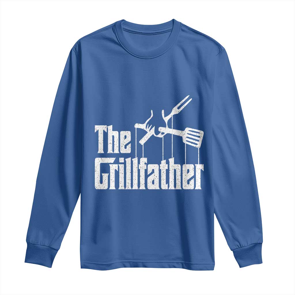 Funny BBQ Grilling Long Sleeve Shirt The Grillfather Vintage Father's Day
