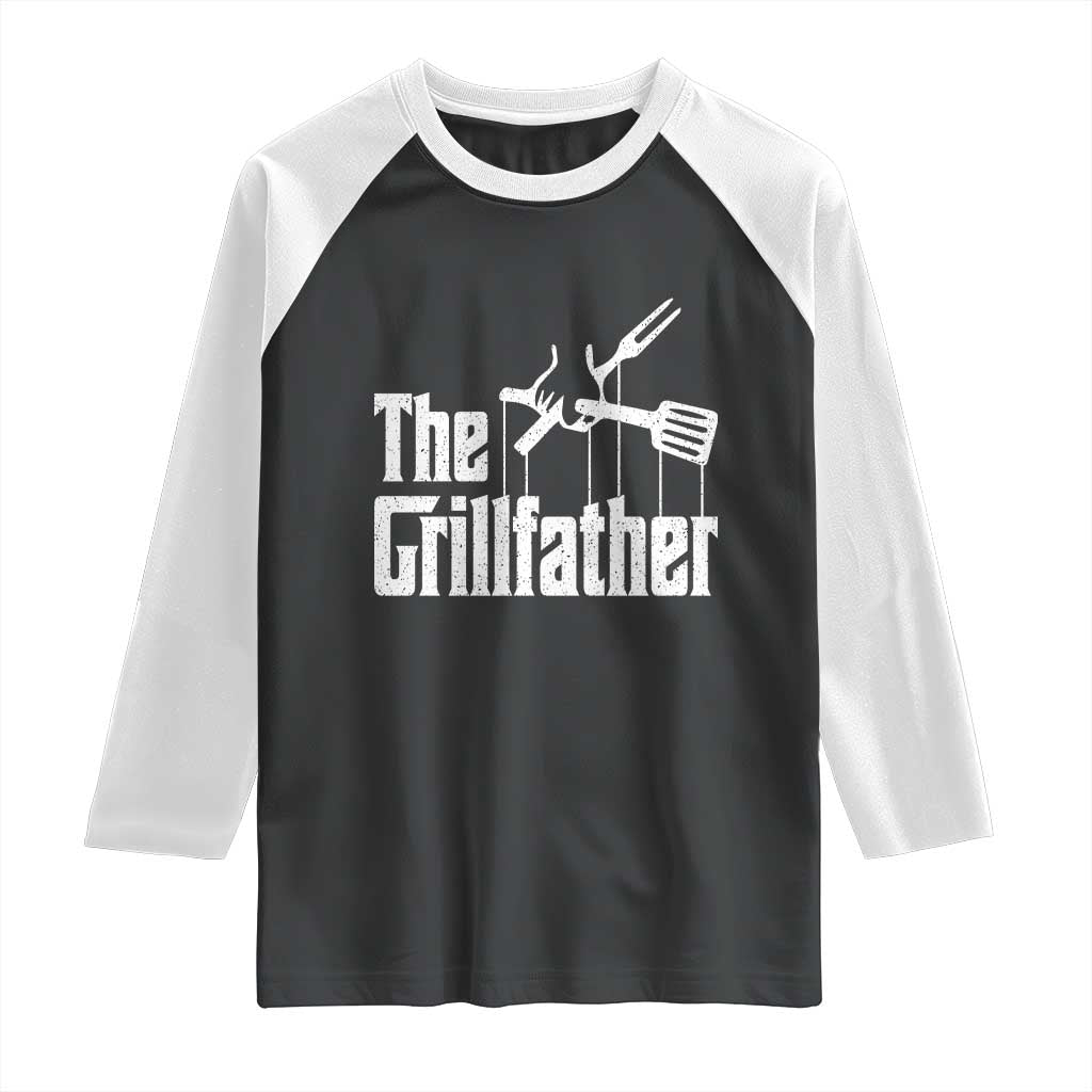 Funny BBQ Grilling Raglan Shirt The Grillfather Vintage Father's Day