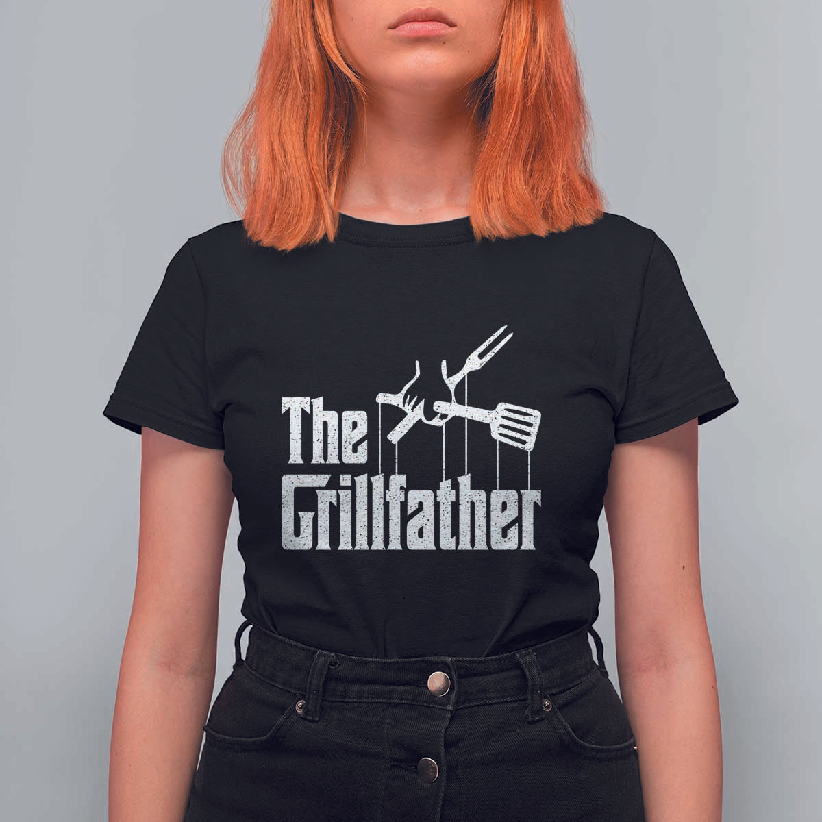 Funny BBQ Grilling T Shirt For Women The Grillfather Vintage Father's Day