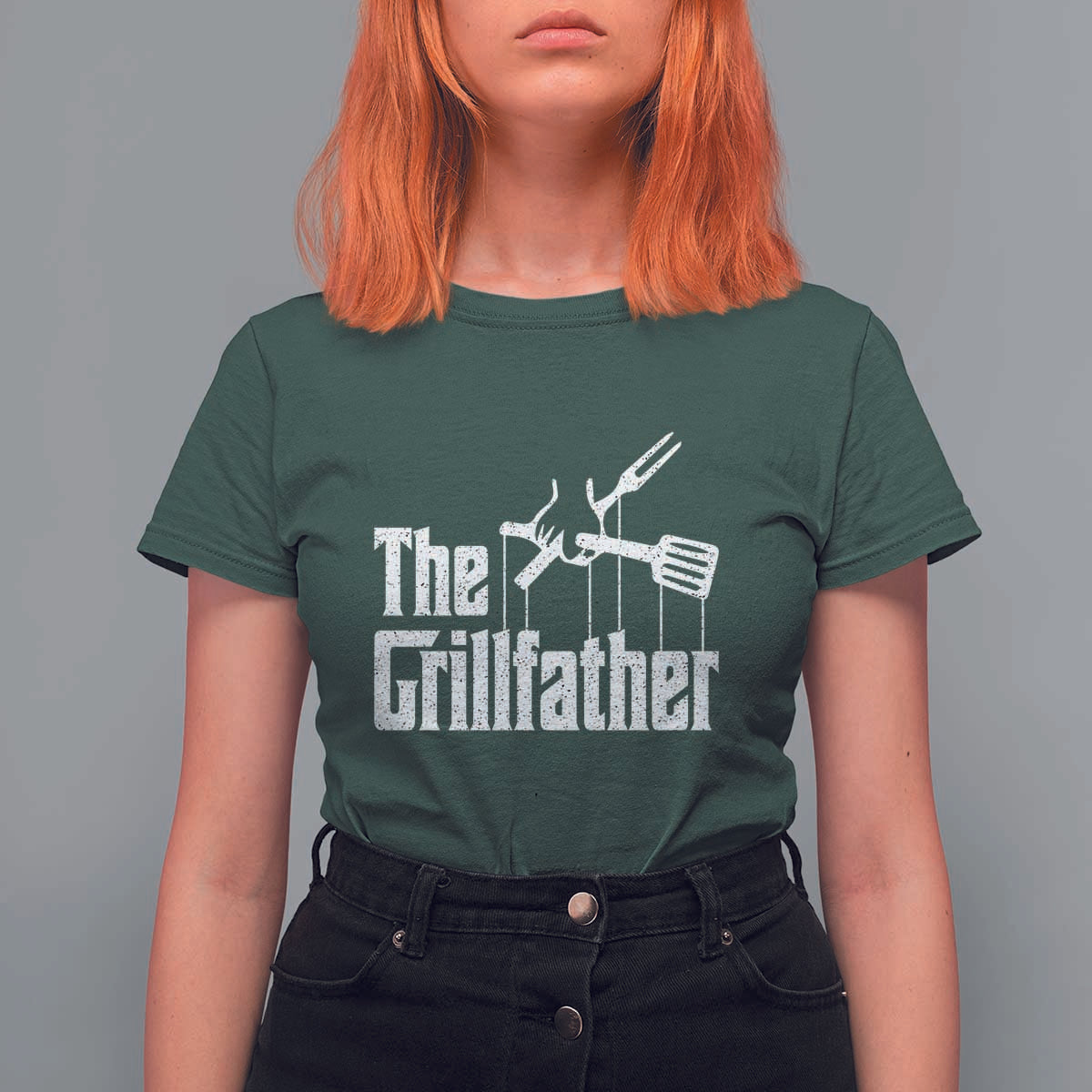 Funny BBQ Grilling T Shirt For Women The Grillfather Vintage Father's Day