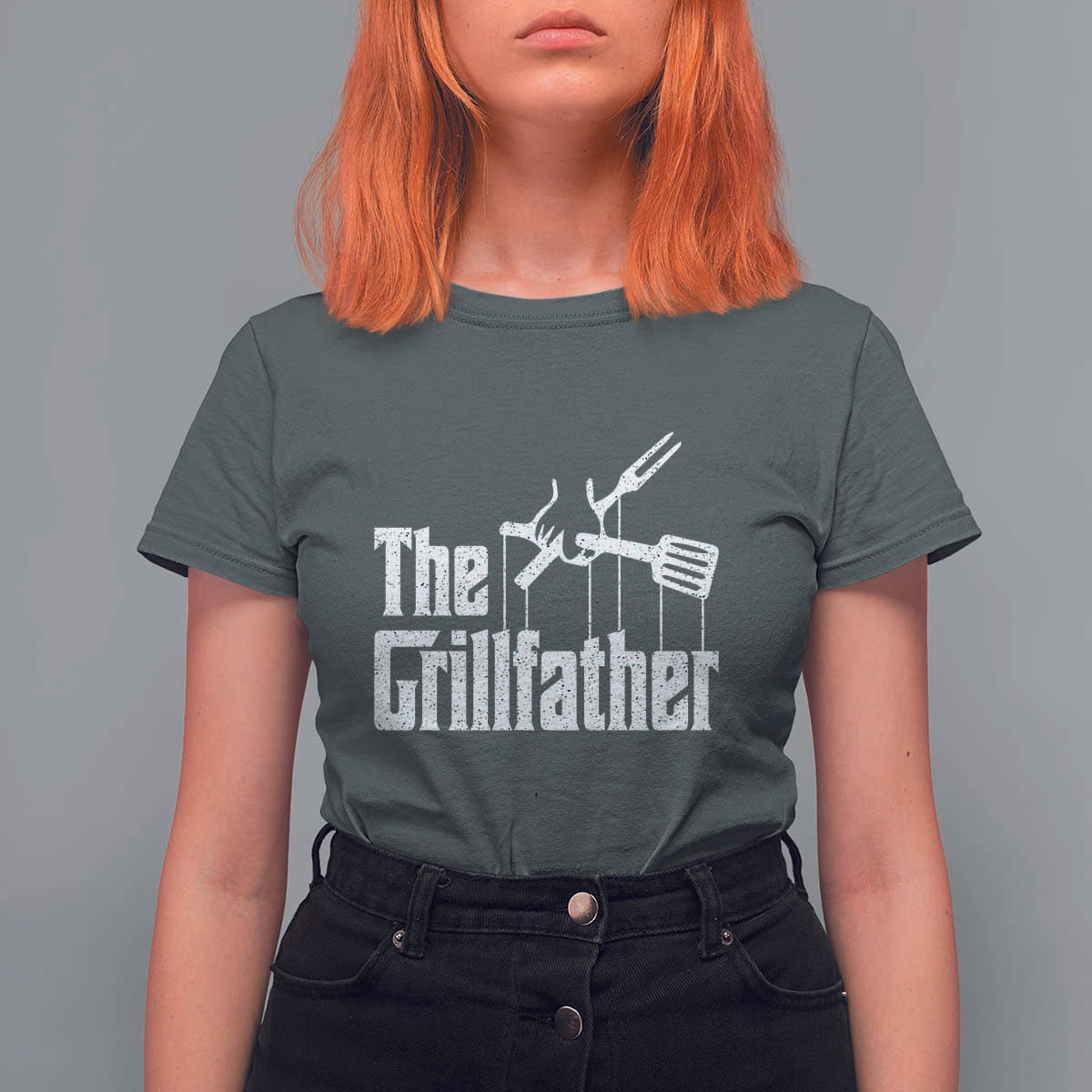 Funny BBQ Grilling T Shirt For Women The Grillfather Vintage Father's Day