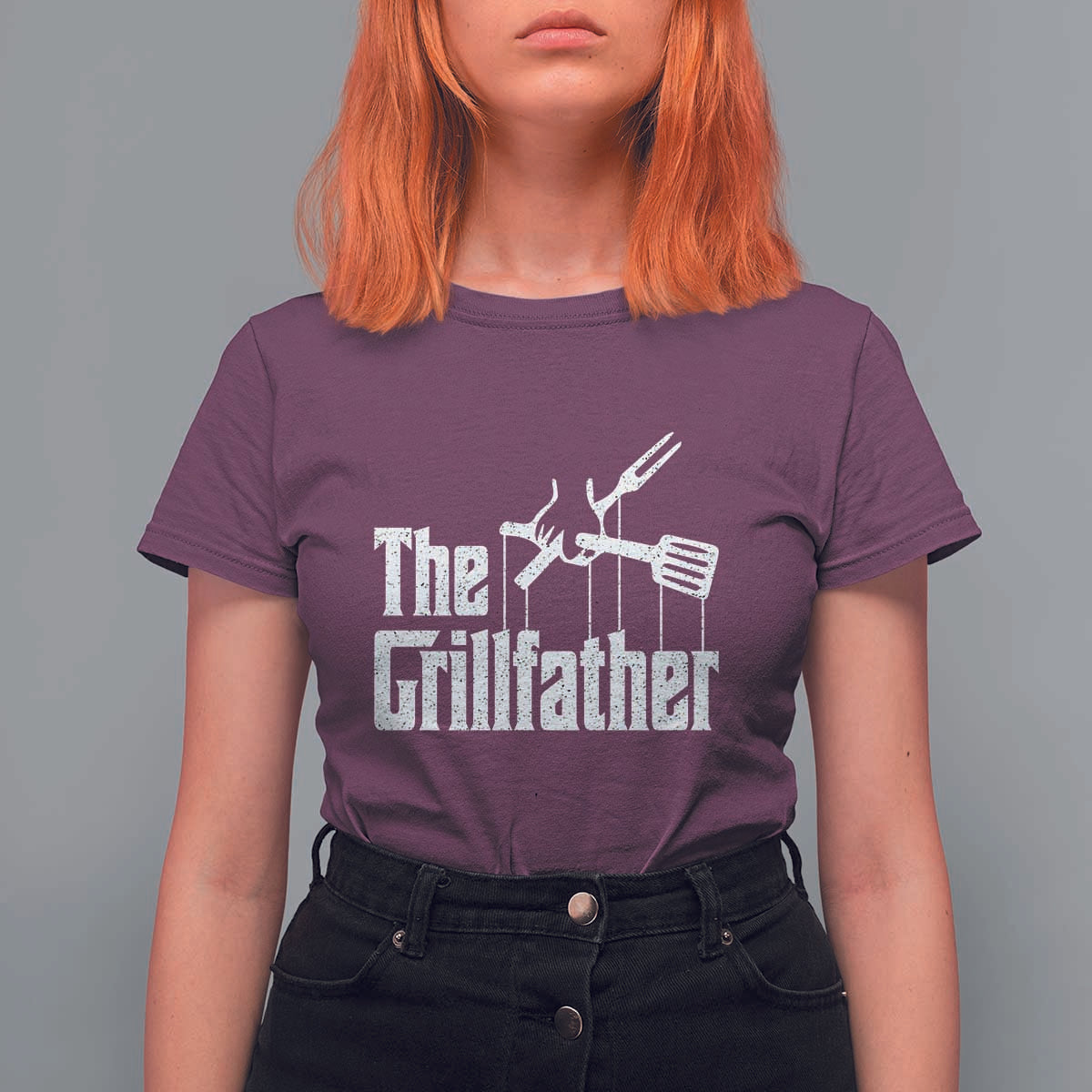 Funny BBQ Grilling T Shirt For Women The Grillfather Vintage Father's Day