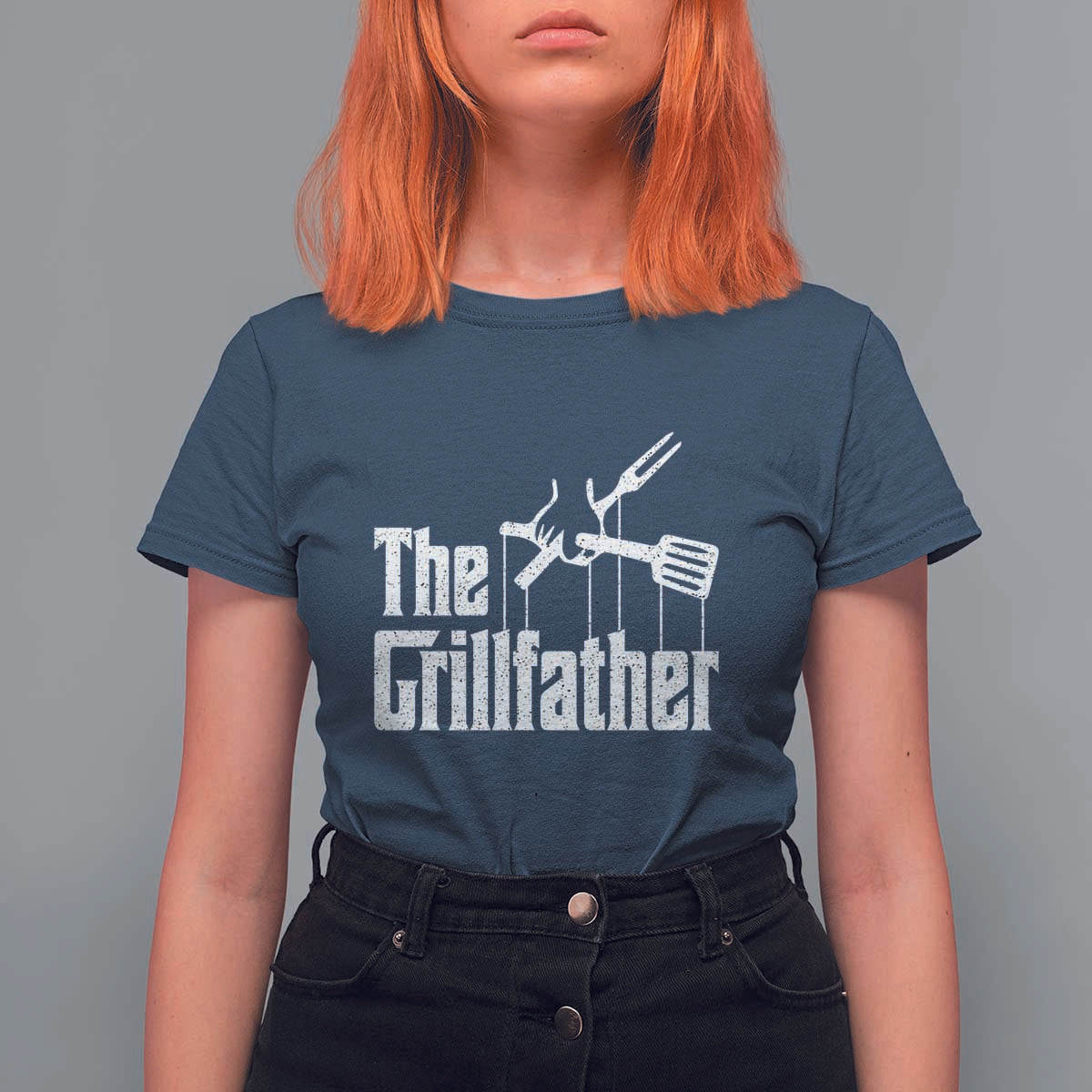 Funny BBQ Grilling T Shirt For Women The Grillfather Vintage Father's Day