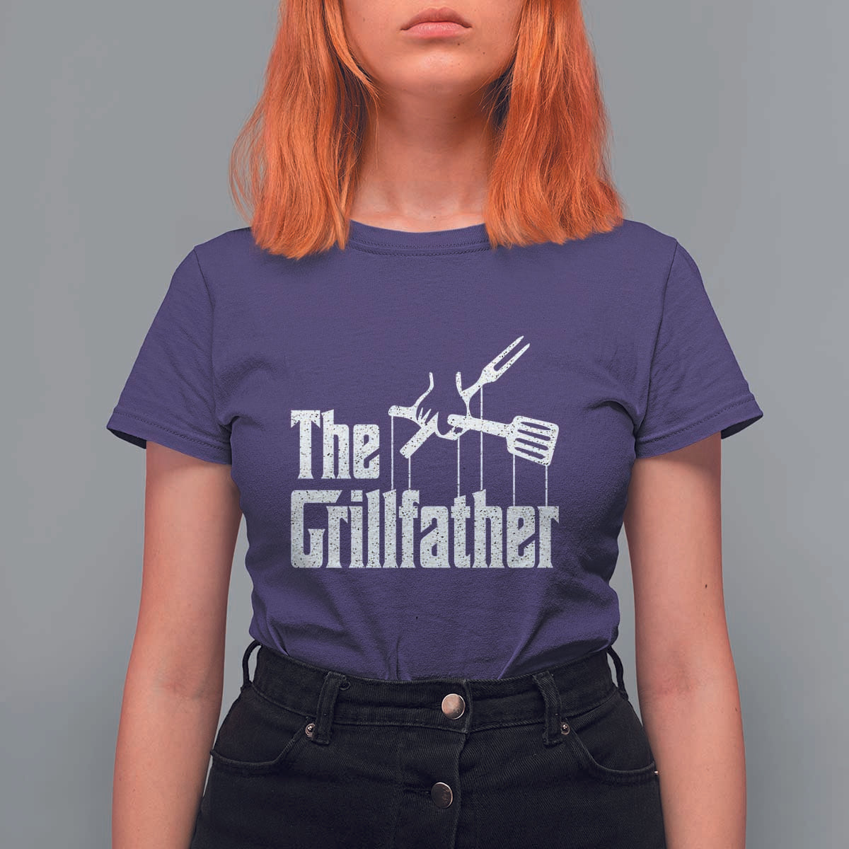 Funny BBQ Grilling T Shirt For Women The Grillfather Vintage Father's Day