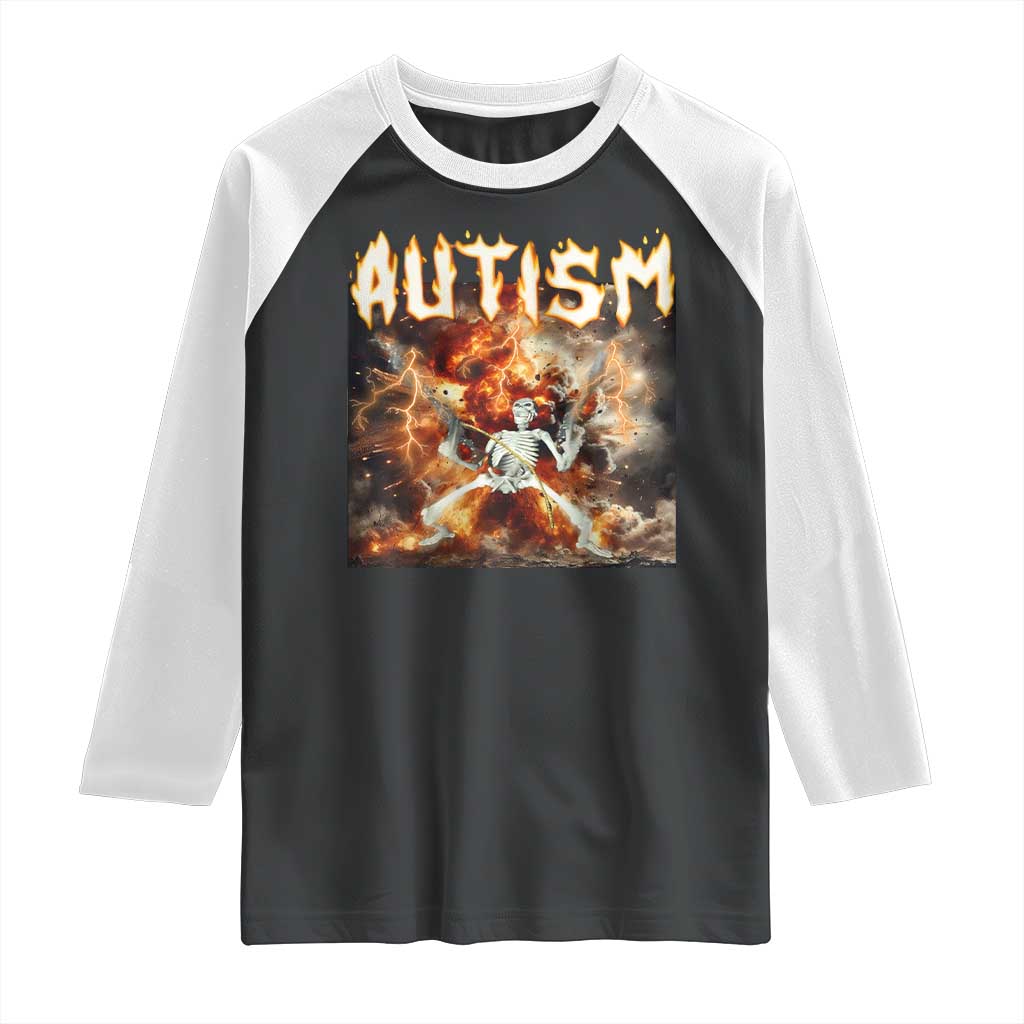 Funny Autism Skeleton Meme Raglan Shirt Oddly Specific Dank Meme