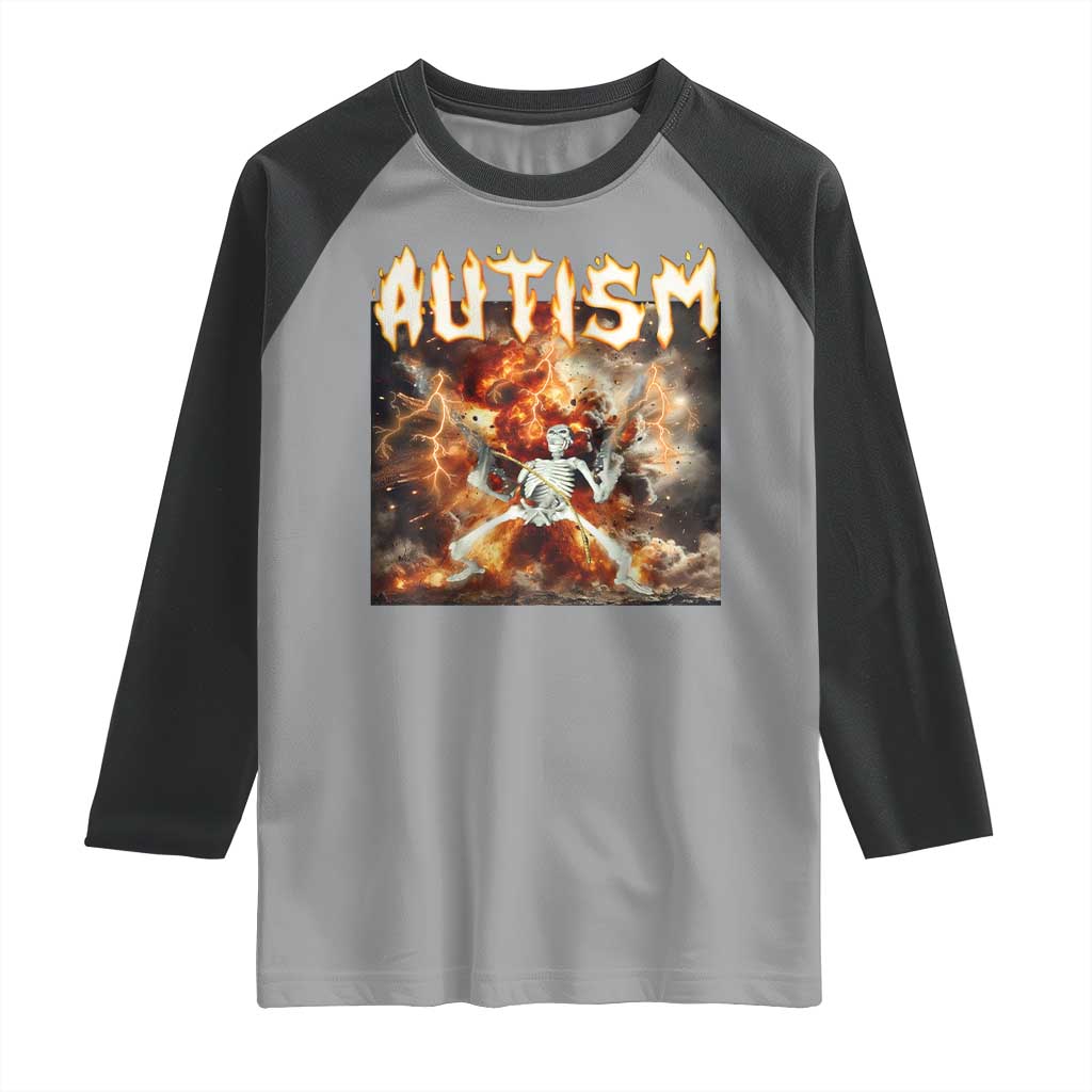 Funny Autism Skeleton Meme Raglan Shirt Oddly Specific Dank Meme