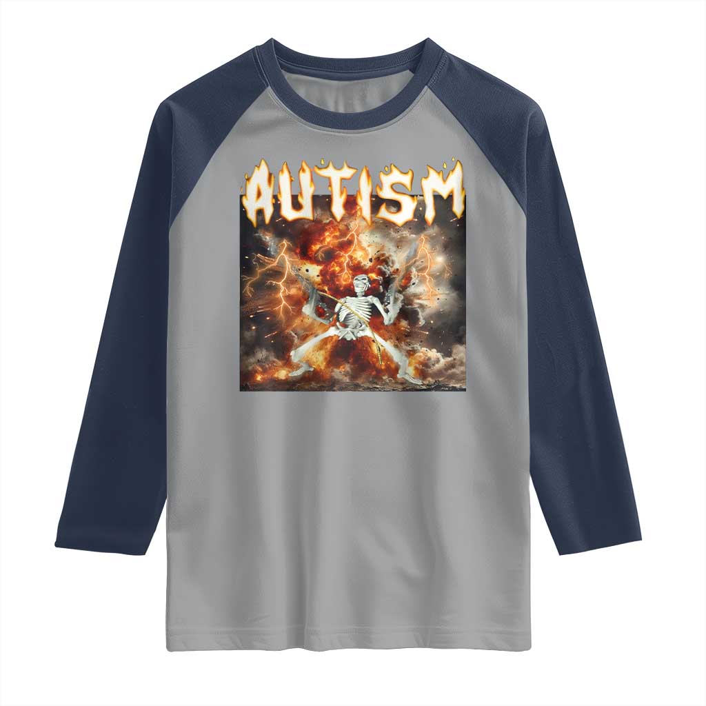 Funny Autism Skeleton Meme Raglan Shirt Oddly Specific Dank Meme