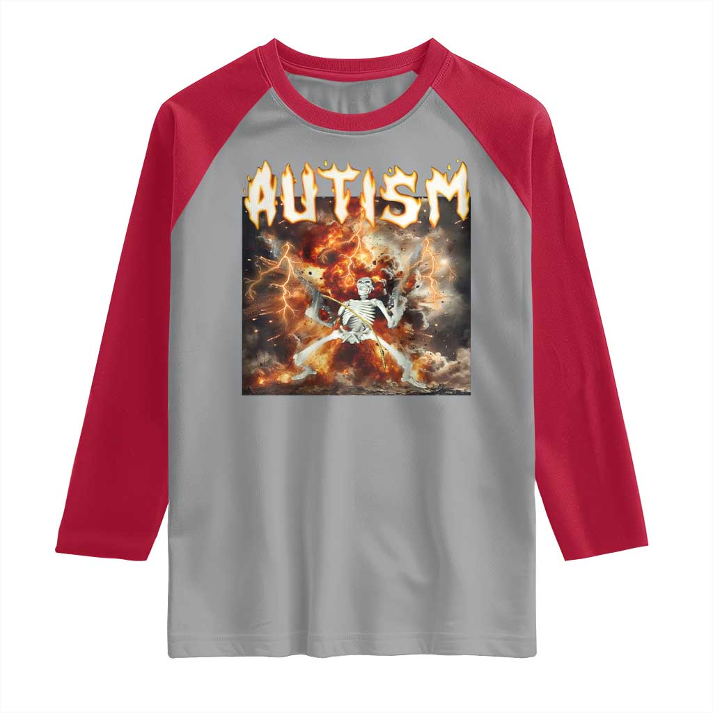 Funny Autism Skeleton Meme Raglan Shirt Oddly Specific Dank Meme