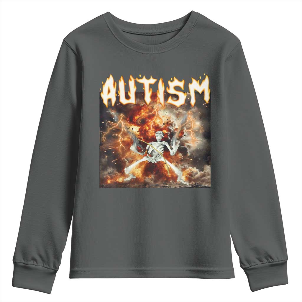 Funny Autism Skeleton Meme Youth Sweatshirt Oddly Specific Dank Meme
