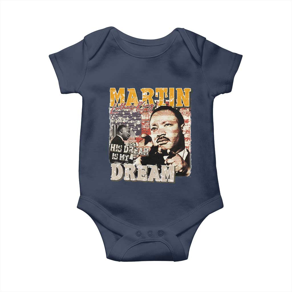 MLK Day His Dream Is My Dream Baby Onesie Martin Luther King Vintage American Flag Black History Month