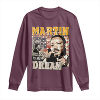 MLK Day His Dream Is My Dream Long Sleeve Shirt Martin Luther King Vintage American Flag Black History Month