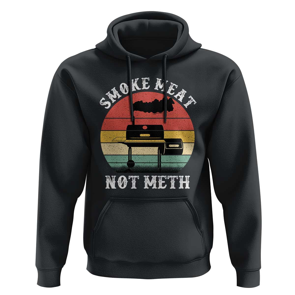 Funny Smoke Meat Not Meth Hoodie Retro Vintage Grilling BBQ
