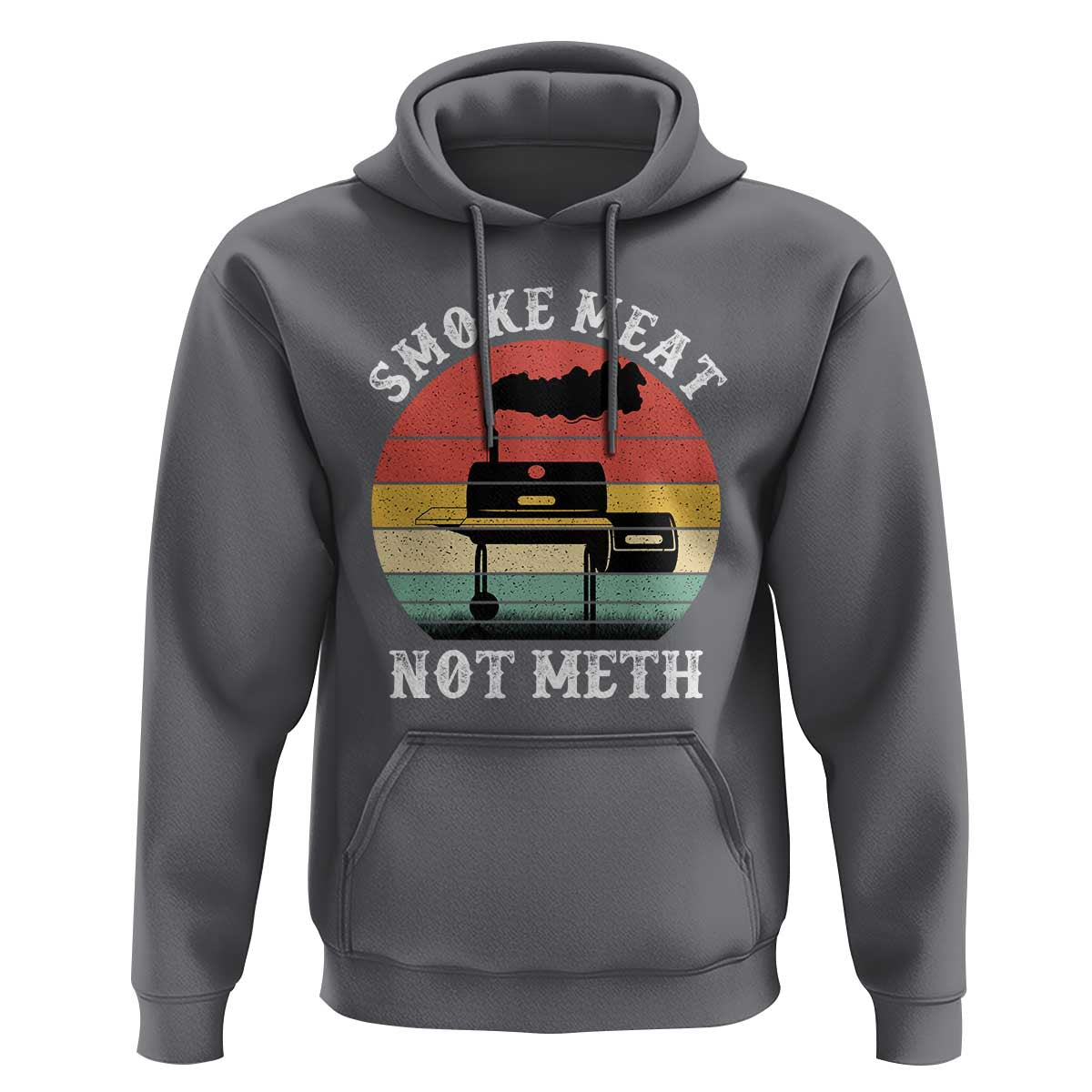Funny Smoke Meat Not Meth Hoodie Retro Vintage Grilling BBQ