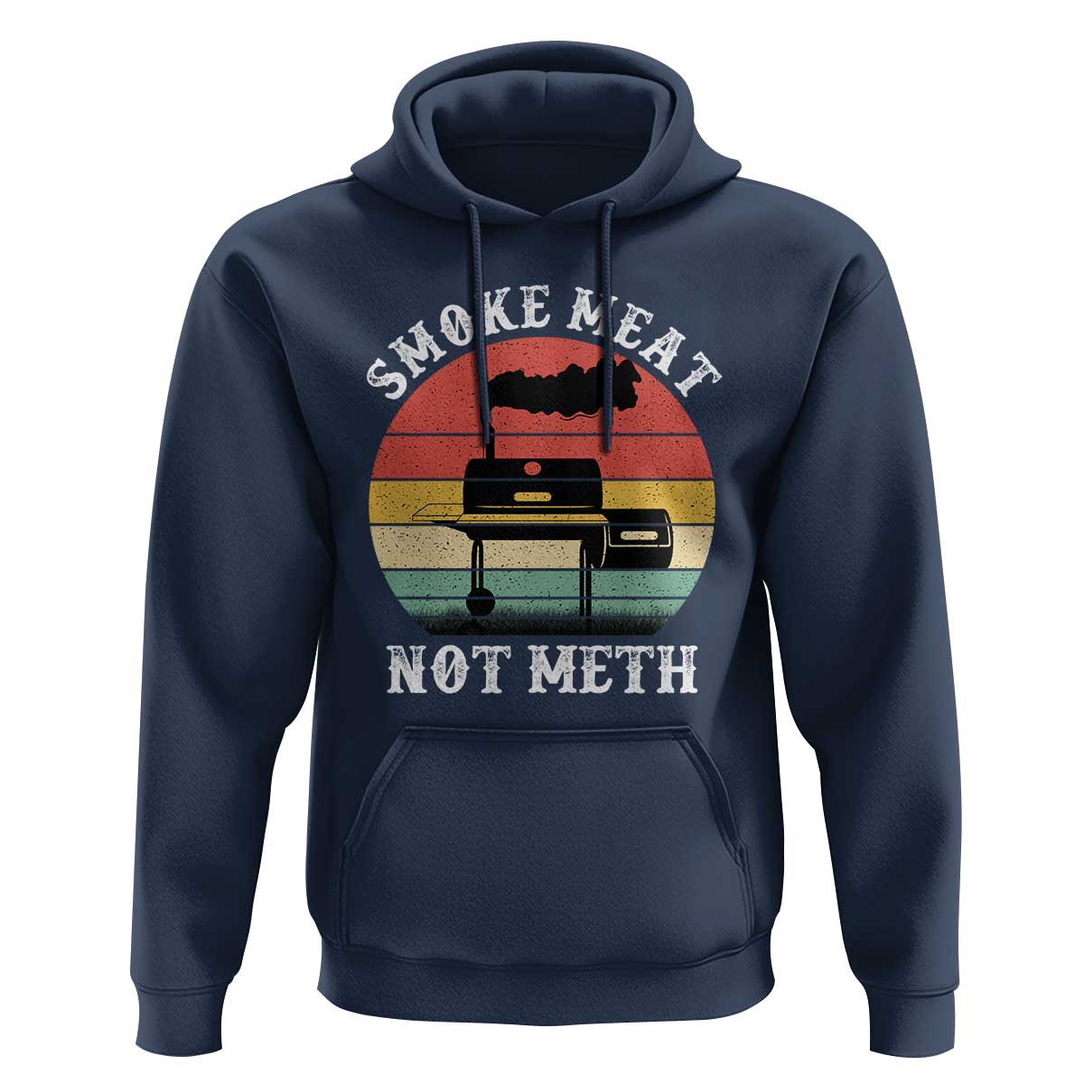 Funny Smoke Meat Not Meth Hoodie Retro Vintage Grilling BBQ