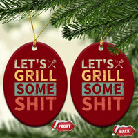 Funny BBQ Grilling Let's Grill Some Shit Ceramic Ornament Retro Vintage Barbecue Father's Day - Wonder Print Shop