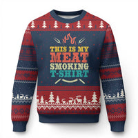 Funny Grilling BBQ Ugly Christmas Sweater This Is My Meat Smoking Shirt Retro Fork Father's Day - Wonder Print Shop