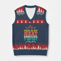Funny Grilling BBQ V-Neck Knit Sweater Vest This Is My Meat Smoking Shirt Retro Fork Father's Day - Wonder Print Shop