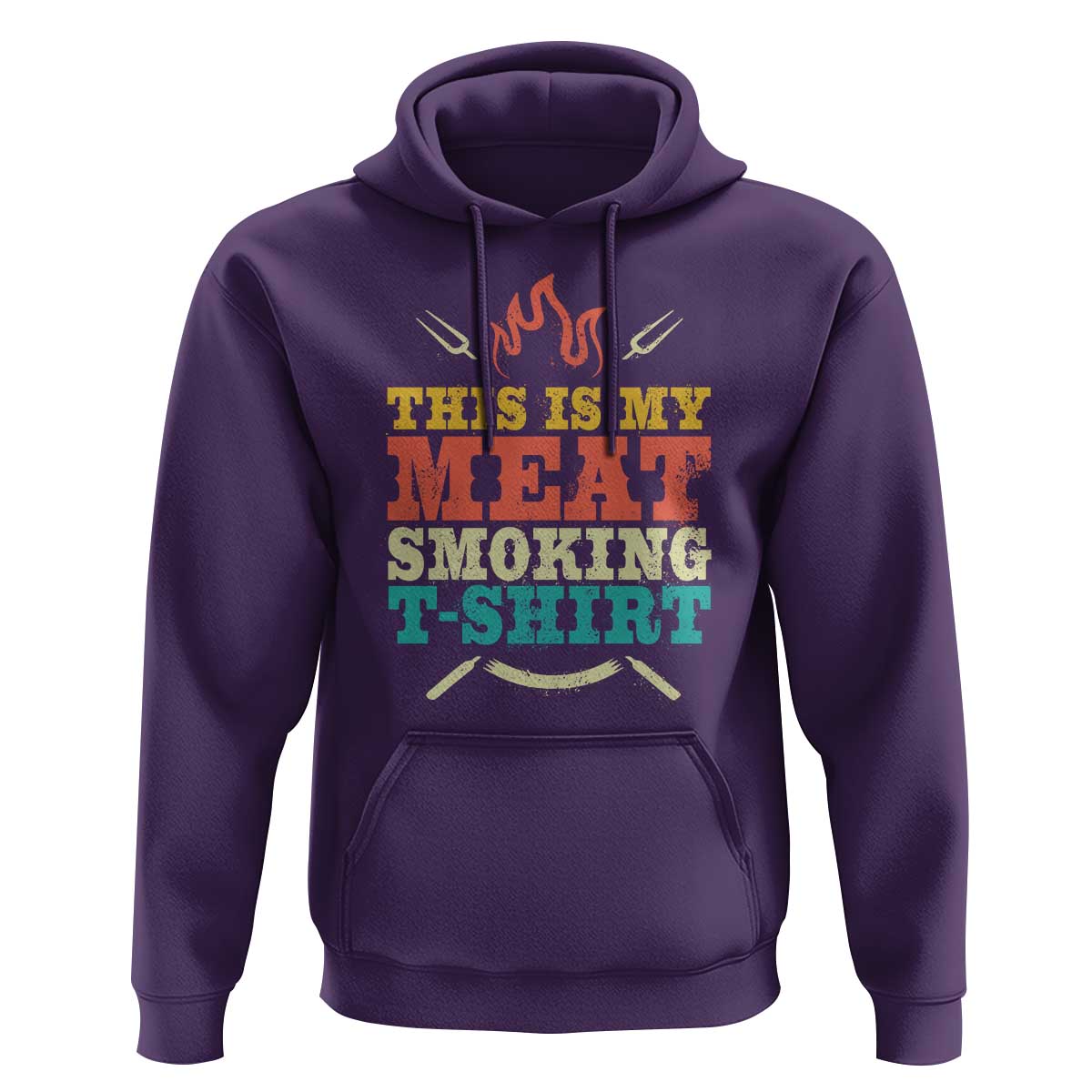 Funny Grilling BBQ Hoodie This Is My Meat Smoking Shirt Retro Fork Father's Day