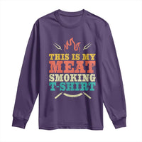 Funny Grilling BBQ Long Sleeve Shirt This Is My Meat Smoking Shirt Retro Fork Father's Day