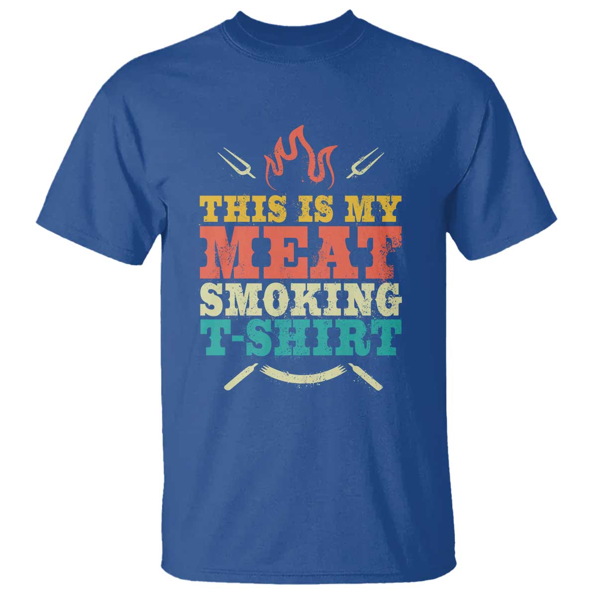 Funny Grilling BBQ T Shirt This Is My Meat Smoking Shirt Retro Fork Father's Day - Wonder Print Shop