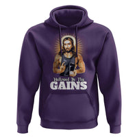 Funny Jesus Gym Workout Hallowed Be Thy Gains Hoodie Muscle Jesus Weightlifting