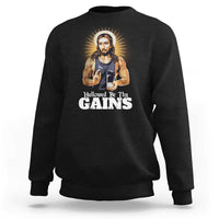 Funny Jesus Gym Workout Hallowed Be Thy Gains Sweatshirt Muscle Jesus Weightlifting