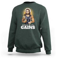 Funny Jesus Gym Workout Hallowed Be Thy Gains Sweatshirt Muscle Jesus Weightlifting