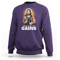 Funny Jesus Gym Workout Hallowed Be Thy Gains Sweatshirt Muscle Jesus Weightlifting