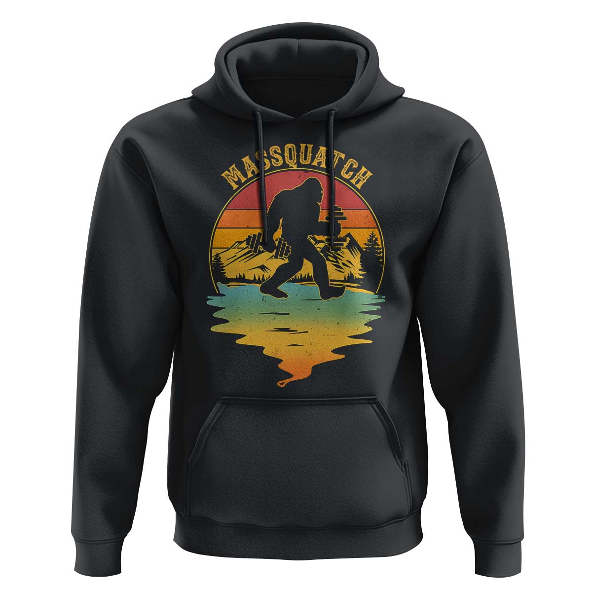 Funny Bigfoot Massquatch Hoodie Retro Workout Gym Weightlifter Sasquatch