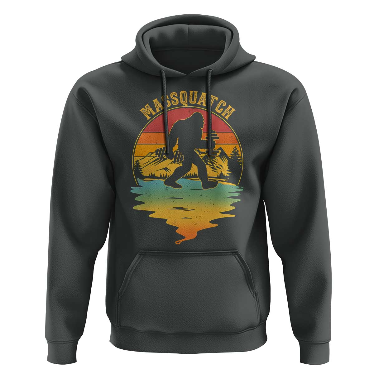 Funny Bigfoot Massquatch Hoodie Retro Workout Gym Weightlifter Sasquatch