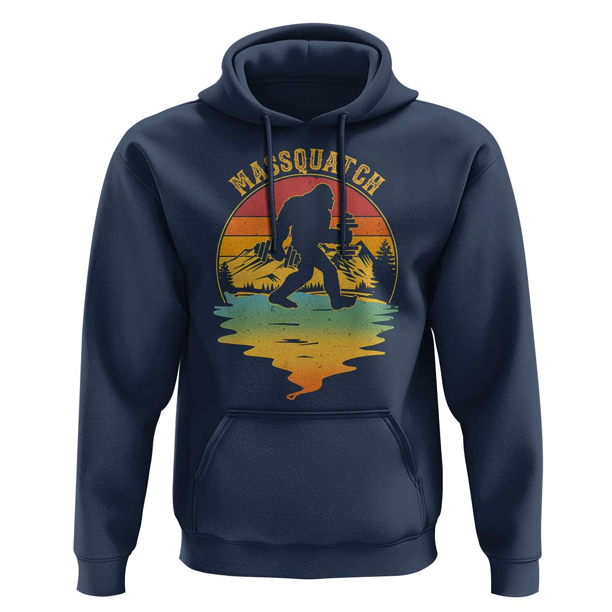 Funny Bigfoot Massquatch Hoodie Retro Workout Gym Weightlifter Sasquatch