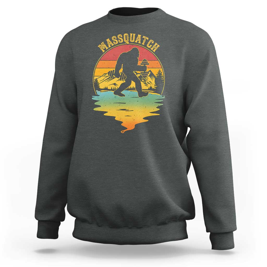 Funny Bigfoot Massquatch Sweatshirt Retro Workout Gym Weightlifter Sasquatch