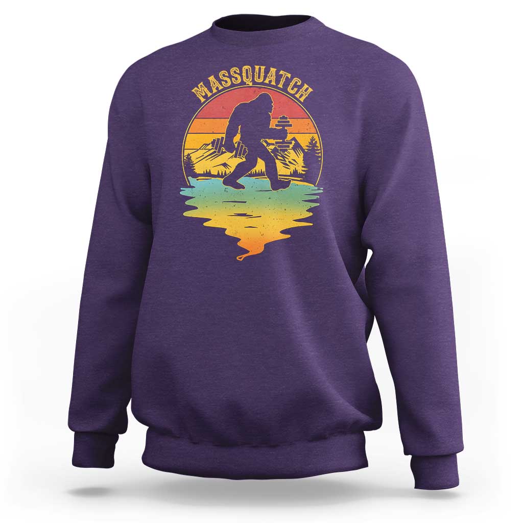 Funny Bigfoot Massquatch Sweatshirt Retro Workout Gym Weightlifter Sasquatch