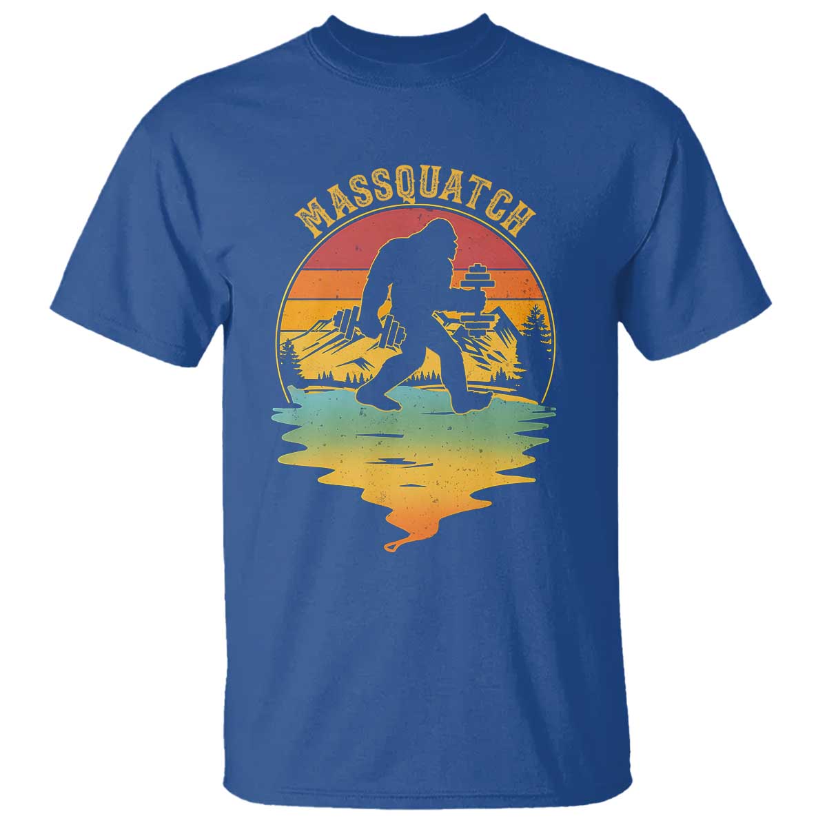 Funny Bigfoot Massquatch T Shirt Retro Workout Gym Weightlifter Sasquatch