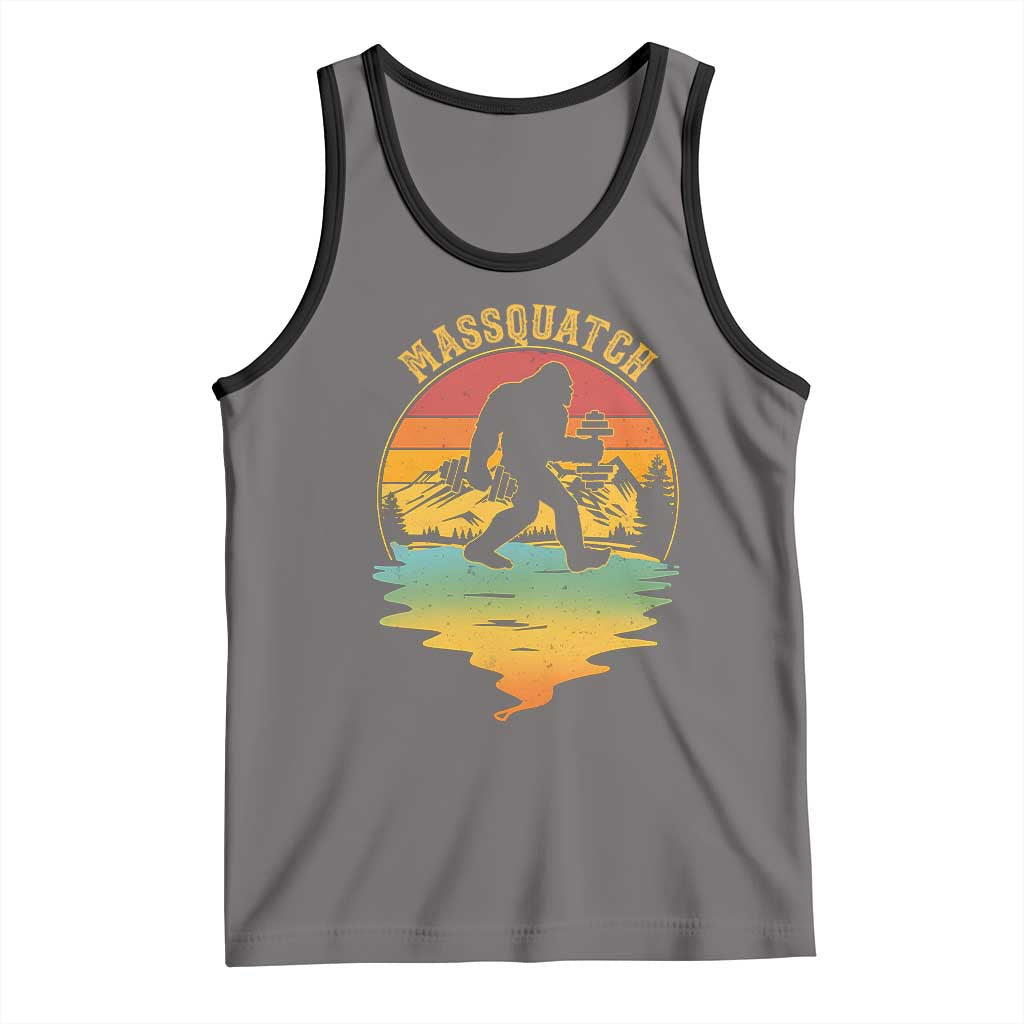 Funny Bigfoot Massquatch Tank Top Retro Workout Gym Weightlifter Sasquatch