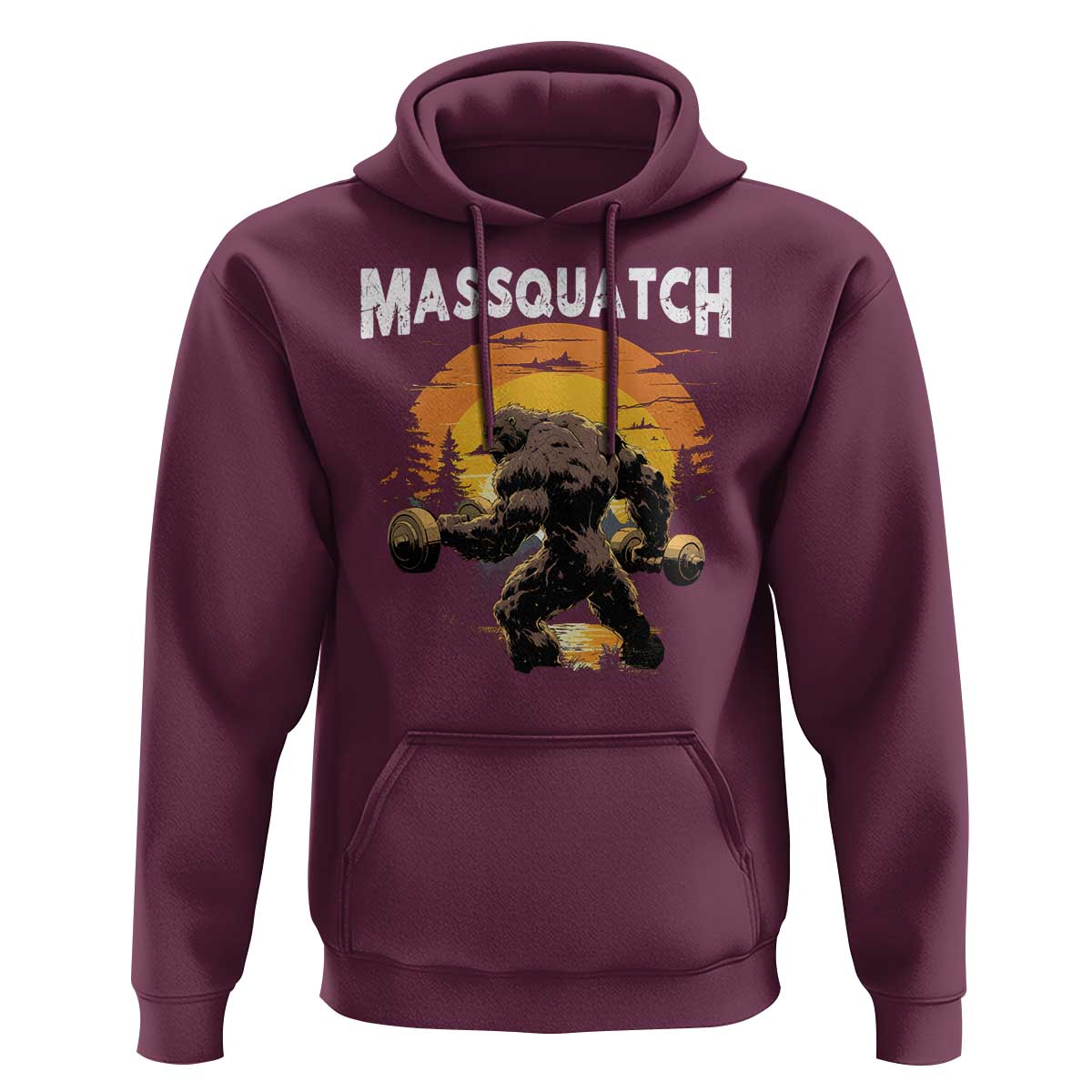 Funny Bigfoot Massquatch Hoodie Workout Gym Weightlifter Sasquatch